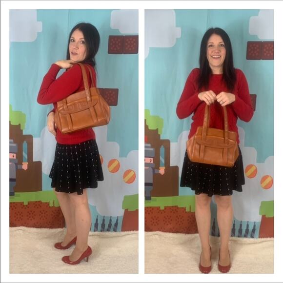 Vintage 80s unbranded burnt sienna shoulder bag - Picture 2 of 12